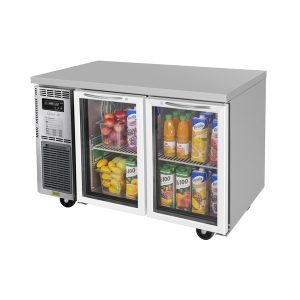 Turbo Air JUR-48-G-N J Series Glass Door Undercounter Side Mount Refrigerator, Two-Section