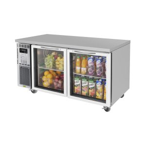Turbo Air JUR-60-G-N J Series Glass Door Undercounter Side Mount Refrigerator, Two-Section