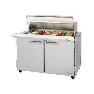 Turbo Air PST-48-18-N-CL Pro Series Mega Top Sandwich/Salad Prep Table With Clear Lid, Two-Section, Rear Mount