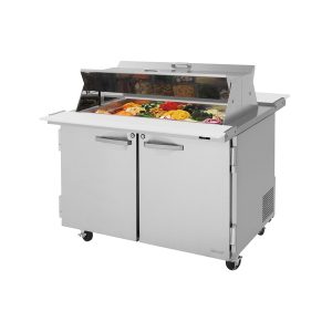 Turbo Air PST-48-18-N-DS Pro Series Mega Top Sandwich/Salad Prep Table With Dual Sided Lid, Two-Section, Rear