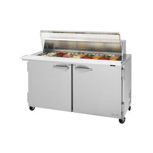 Turbo Air PST-60-24-N-CL Pro Series Mega Top Sandwich/Salad Prep Table With Clear Lid, Two-Section, Rear Mount