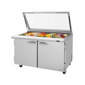 Turbo Air PST-60-24-N-GL Pro Series Mega Top Sandwich/Salad Prep Table With Glass Lid, Two-Section, Rear Mount