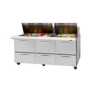 Turbo Air PST-72-30-D6-N Pro Series Mega Top Sandwich/Salad Prep Table, Three-Section