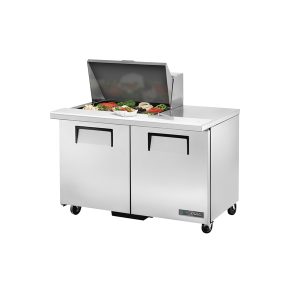 True TSSU-48-12M-B-HC Mega Top Sandwich/Salad Unit, (12) 1/6 size (4"D) poly pans, stainless steel insulated cov