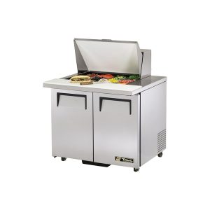 True TSSU-36-12M-B-ADA-HC Mega Top Sandwich/Salad Unit, 34" work surface height, (12) 1/6 (4"D) poly pans