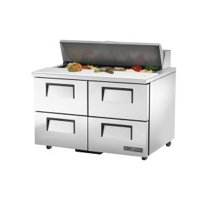 True TSSU-48-12D-4-HC Sandwich/Salad Unit, (12) 1/6 size (4"D) poly pans, stainless steel insulated cover