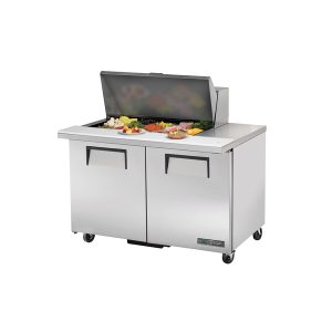 True TSSU-48-15M-B-HC Mega Top Sandwich/Salad Unit, (15) 1/6 size (4"D) poly pans, stainless steel insulated cov