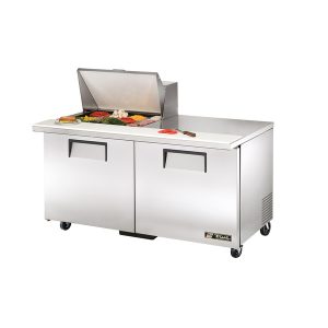 True TSSU-60-12M-B-HC Mega Top Sandwich/Salad Unit, (12) 1/6 size (4"D) poly pans, stainless steel insulated cov