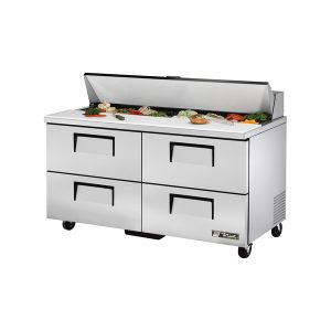True TSSU-60-16D-4-HC Sandwich/Salad Unit, (16) 1/6 size (4"D) poly pans, stainless steel insulated cover
