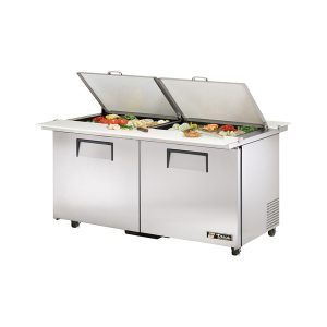 True TSSU-60-24M-B-DS-ST-ADA-HC Dual Side Mega Top Sandwich/Salad Unit, 34" work surface height, (24) 1/6 (4"D) poly pans