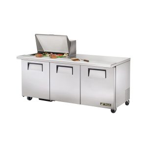 True TSSU-72-12M-B-HC Mega Top Sandwich/Salad Unit, (12) 1/6 size (4"D) poly pans, stainless steel insulated cov