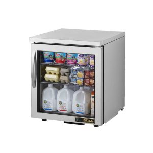 True TUC-27G-LP-HC~FGD01 Low Profile Undercounter Refrigerator, framed glass door version 01, 31-7/8" counter heigh