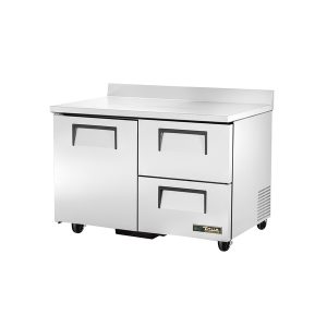 True TWT-48D-2-HC Work Top Refrigerator, two-section, rear mounted self-contained refrigeration