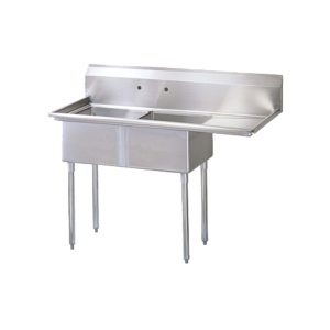 Turbo Air TSA-2-R1 Sink, 2-Compartment, With 18" Right-Hand Drainboard, 18" Front-To-Back X 18" Wide