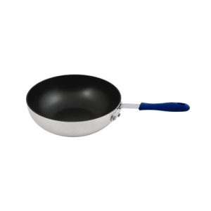 Winco ASFP-11 Stir Fry Pan, Round, Flat Bottom, 11" dia. x 3-5/8",  Natural Finish,Aluminum,  4.0Mm Thickness, Silicone Handle