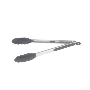 Winco UTS-12K Utility Tongs, 12", Locking Clip, Non-Slip Silicone Tips & Grip, Heat Re
